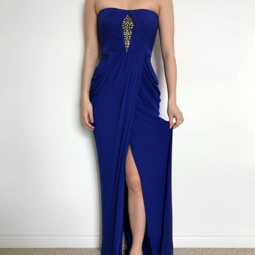 BCBGMAXAZRIA Royal Blue Long Formal Dress (Size 0)